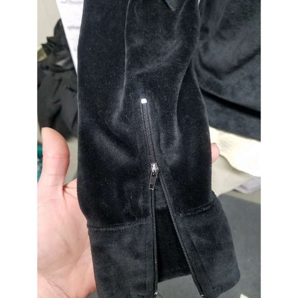 BCBG MaxAzria black velvet zip. Up - Picture 5 of 6